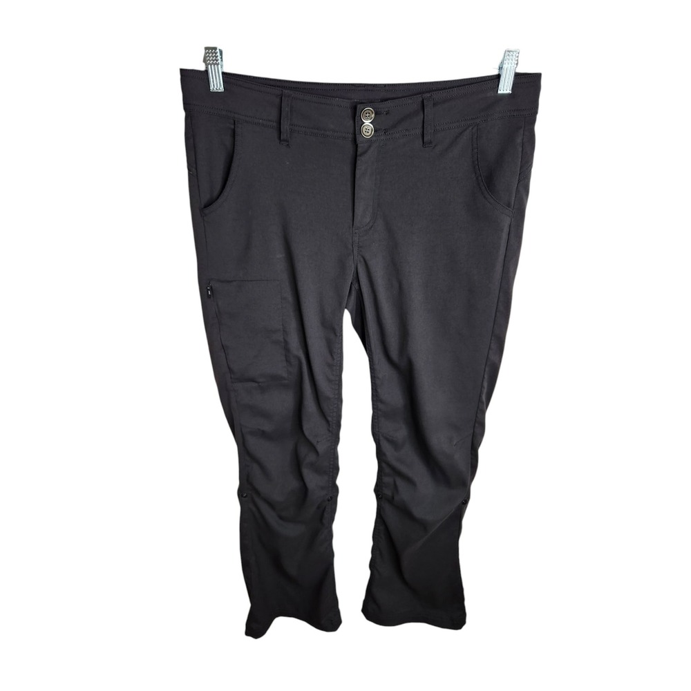 Prana Halle Pants Women 10 Short Black Hiking Outdoor Stretch Roll-up Cargo